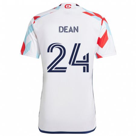 Kandiny Uomo Maglia Jonathan Dean #24 Bianco Rosso Blu Kit Gara Away 2024/25 Maglietta