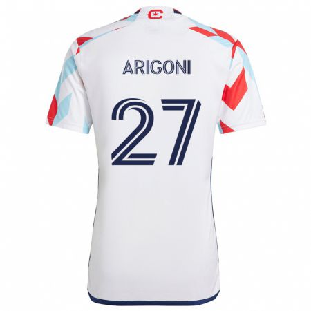 Kandiny Uomo Maglia Allan Arigoni #27 Bianco Rosso Blu Kit Gara Away 2024/25 Maglietta