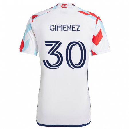 Kandiny Heren Gastón Giménez #30 Wit Rood Blauw Uitshirt Uittenue 2024/25 T-Shirt