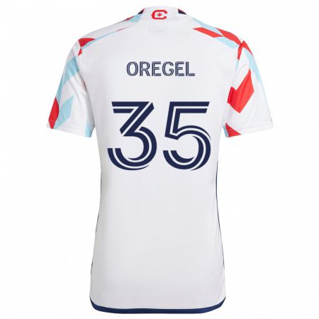 Kandiny Uomo Maglia Sergio Oregel #35 Bianco Rosso Blu Kit Gara Away 2024/25 Maglietta