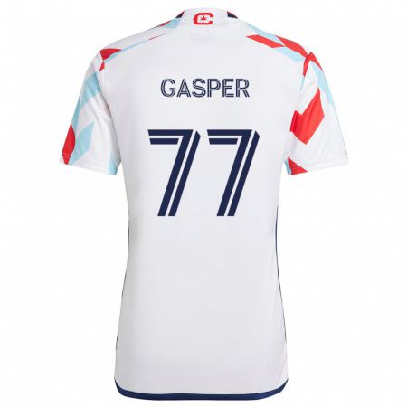 Kandiny Uomo Maglia Chase Gasper #77 Bianco Rosso Blu Kit Gara Away 2024/25 Maglietta