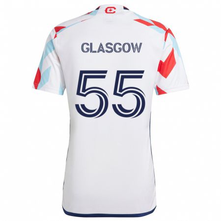 Kandiny Uomo Maglia Omari Glasgow #55 Bianco Rosso Blu Kit Gara Away 2024/25 Maglietta