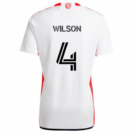 Kandiny Uomo Maglia Bruno Wilson #4 Bianco Rosso Kit Gara Away 2024/25 Maglietta