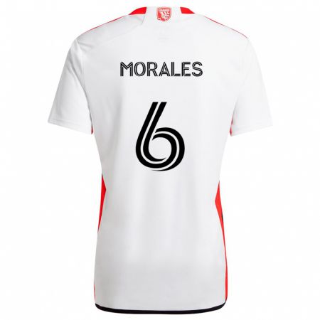 Kandiny Uomo Maglia Alfredo Morales #6 Bianco Rosso Kit Gara Away 2024/25 Maglietta