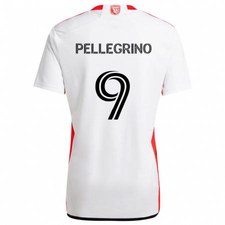 Kandiny Uomo Maglia Amahl Pellegrino #9 Bianco Rosso Kit Gara Away 2024/25 Maglietta