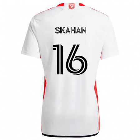 Kandiny Uomo Maglia Jack Skahan #16 Bianco Rosso Kit Gara Away 2024/25 Maglietta