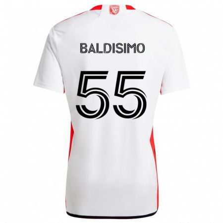 Kandiny Uomo Maglia Michael Baldisimo #55 Bianco Rosso Kit Gara Away 2024/25 Maglietta