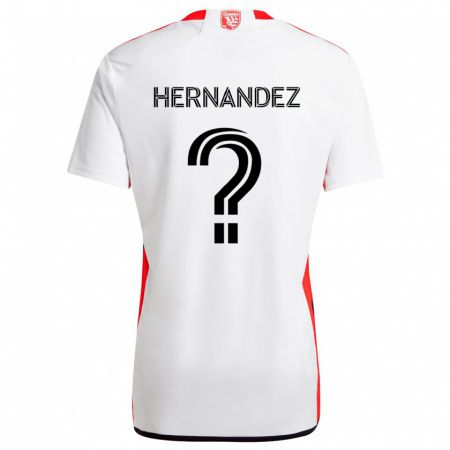 Kandiny Uomo Maglia Oliver Hernandez #0 Bianco Rosso Kit Gara Away 2024/25 Maglietta