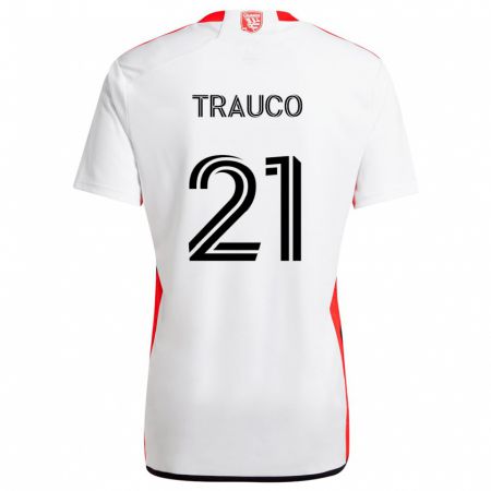 Kandiny Uomo Maglia Miguel Trauco #21 Bianco Rosso Kit Gara Away 2024/25 Maglietta