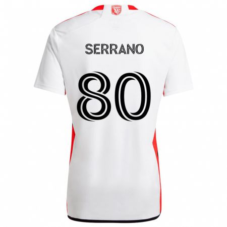 Kandiny Uomo Maglia David Serrano #80 Bianco Rosso Kit Gara Away 2024/25 Maglietta