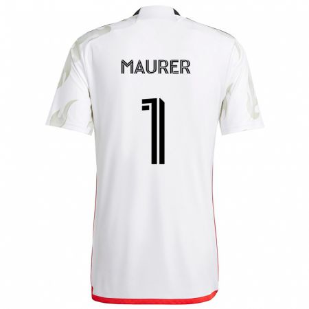 Kandiny Uomo Maglia Jimmy Maurer #1 Bianco Rosso Nero Kit Gara Away 2024/25 Maglietta