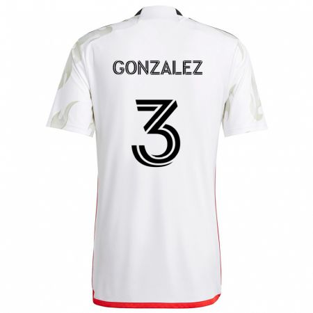 Kandiny Uomo Maglia Omar González #3 Bianco Rosso Nero Kit Gara Away 2024/25 Maglietta