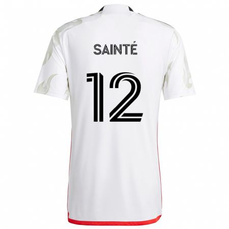 Kandiny Uomo Maglia Carl Sainté #12 Bianco Rosso Nero Kit Gara Away 2024/25 Maglietta