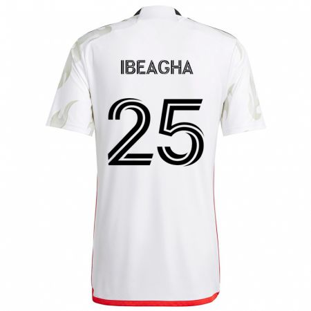 Kandiny Uomo Maglia Sebastien Ibeagha #25 Bianco Rosso Nero Kit Gara Away 2024/25 Maglietta