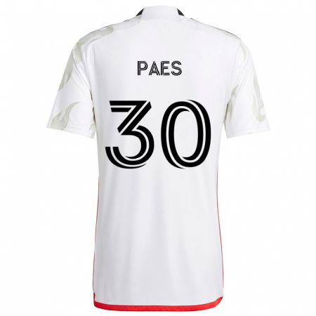 Kandiny Uomo Maglia Maarten Paes #30 Bianco Rosso Nero Kit Gara Away 2024/25 Maglietta