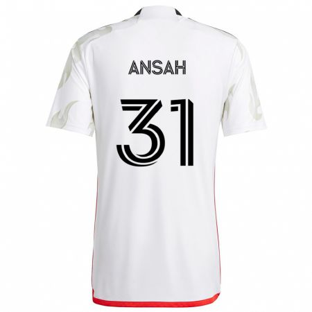 Kandiny Uomo Maglia Eugene Ansah #31 Bianco Rosso Nero Kit Gara Away 2024/25 Maglietta