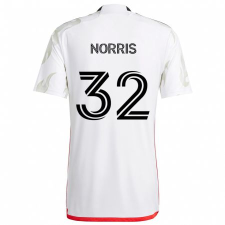 Kandiny Uomo Maglia Nolan Norris #32 Bianco Rosso Nero Kit Gara Away 2024/25 Maglietta