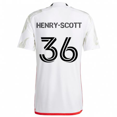 Kandiny Heren Malik Henry-Scott #36 Wit Rood Zwart Uitshirt Uittenue 2024/25 T-Shirt