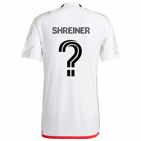 Kandiny Uomo Maglia Luke Shreiner #0 Bianco Rosso Nero Kit Gara Away 2024/25 Maglietta