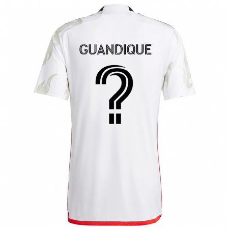 Kandiny Uomo Maglia Josmar Guandique #0 Bianco Rosso Nero Kit Gara Away 2024/25 Maglietta