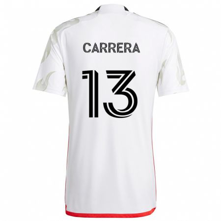 Kandiny Hombre Camiseta Antonio Carrera #13 Blanco Rojo Negro 2ª Equipación 2024/25 La Camisa