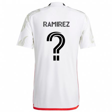 Kandiny Hombre Camiseta Anthony Ramirez #0 Blanco Rojo Negro 2ª Equipación 2024/25 La Camisa México