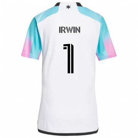 Kandiny Uomo Maglia Clint Irwin #1 Bianco Blu Nero Kit Gara Away 2024/25 Maglietta