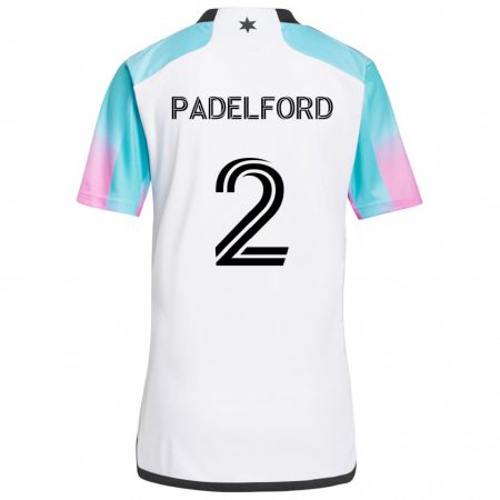 Kandiny Uomo Maglia Devin Padelford #2 Bianco Blu Nero Kit Gara Away 2024/25 Maglietta