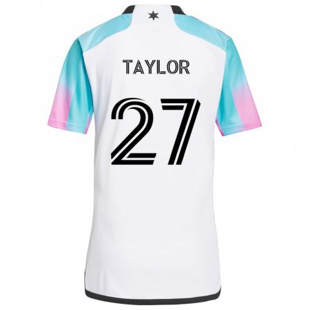 Kandiny Uomo Maglia D.j. Taylor #27 Bianco Blu Nero Kit Gara Away 2024/25 Maglietta