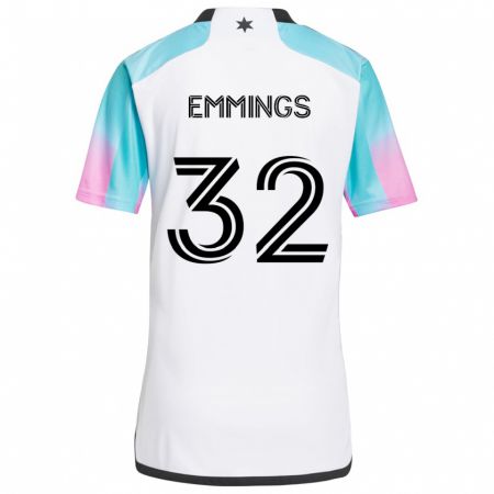 Kandiny Uomo Maglia Fred Emmings #32 Bianco Blu Nero Kit Gara Away 2024/25 Maglietta