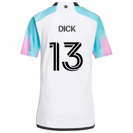 Kandiny Uomo Maglia Eric Dick #13 Bianco Blu Nero Kit Gara Away 2024/25 Maglietta