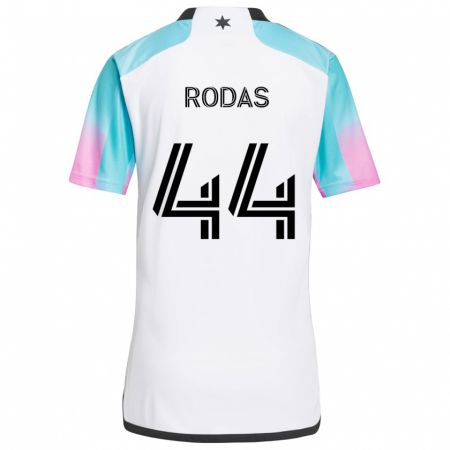 Kandiny Uomo Maglia Geremy Rodas #44 Bianco Blu Nero Kit Gara Away 2024/25 Maglietta