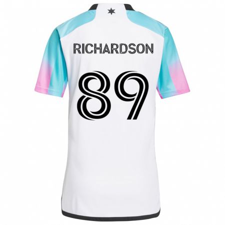 Kandiny Uomo Maglia Nick Richardson #89 Bianco Blu Nero Kit Gara Away 2024/25 Maglietta