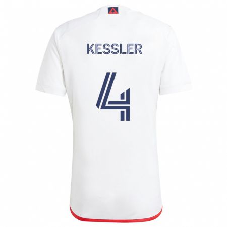 Kandiny Uomo Maglia Henry Kessler #4 Bianco Rosso Kit Gara Away 2024/25 Maglietta