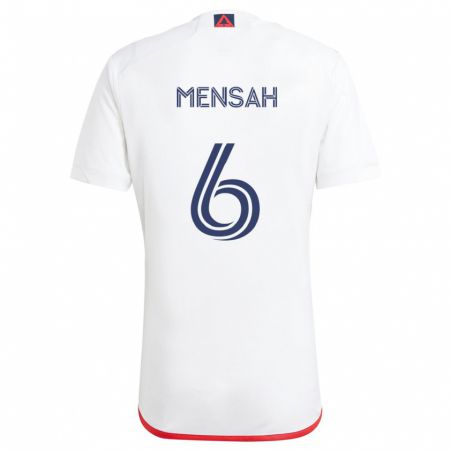 Kandiny Heren Jonathan Mensah #6 Wit Rood Uitshirt Uittenue 2024/25 T-Shirt