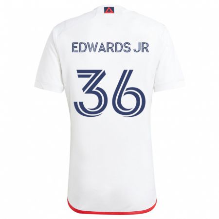 Kandiny Heren Earl Edwards Jr. #36 Wit Rood Uitshirt Uittenue 2024/25 T-Shirt