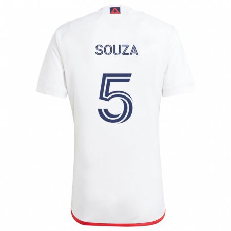 Kandiny Heren Victor Souza #5 Wit Rood Uitshirt Uittenue 2024/25 T-Shirt