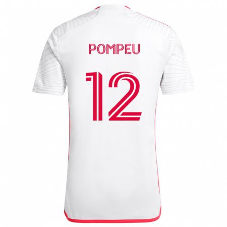 Kandiny Uomo Maglia Célio Pompeu #12 Bianco Rosso Kit Gara Away 2024/25 Maglietta