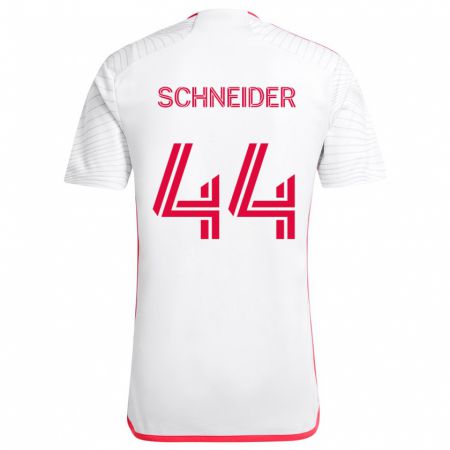 Kandiny Uomo Maglia Max Schneider #44 Bianco Rosso Kit Gara Away 2024/25 Maglietta