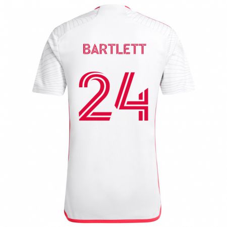 Kandiny Uomo Maglia Lucas Bartlett #24 Bianco Rosso Kit Gara Away 2024/25 Maglietta