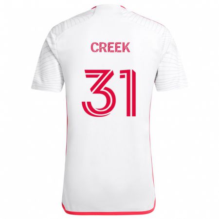 Kandiny Uomo Maglia Michael Creek #31 Bianco Rosso Kit Gara Away 2024/25 Maglietta