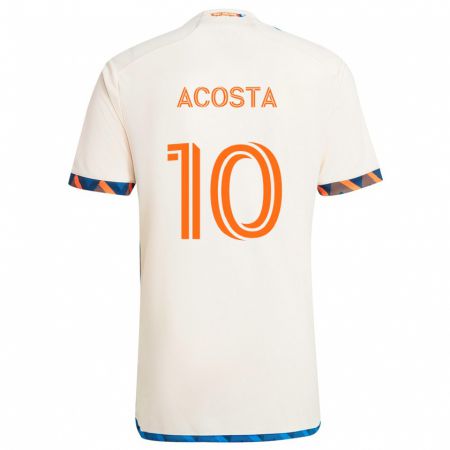 Kandiny Uomo Maglia Luciano Acosta #10 Bianco Arancione Kit Gara Away 2024/25 Maglietta