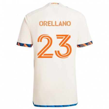 Kandiny Uomo Maglia Luca Orellano #23 Bianco Arancione Kit Gara Away 2024/25 Maglietta