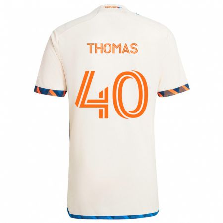 Kandiny Uomo Maglia Kai Thomas #40 Bianco Arancione Kit Gara Away 2024/25 Maglietta