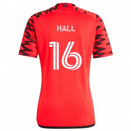 Kandiny Uomo Maglia Julian Hall #16 Rosso Nero Bianco Kit Gara Away 2024/25 Maglietta