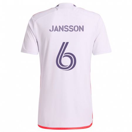 Kandiny Herren Robin Jansson #6 Weiß Rot Lila Auswärtstrikot Trikot 2024/25 T-Shirt Österreich