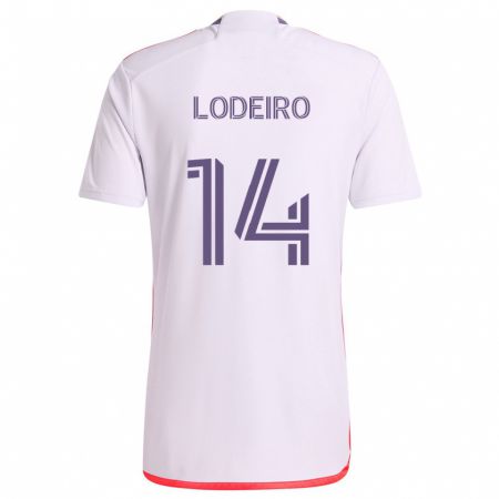 Kandiny Heren Nicolás Lodeiro #14 Wit Rood Paars Uitshirt Uittenue 2024/25 T-Shirt