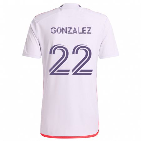 Kandiny Uomo Maglia Gastón González #22 Bianco Rosso Viola Kit Gara Away 2024/25 Maglietta