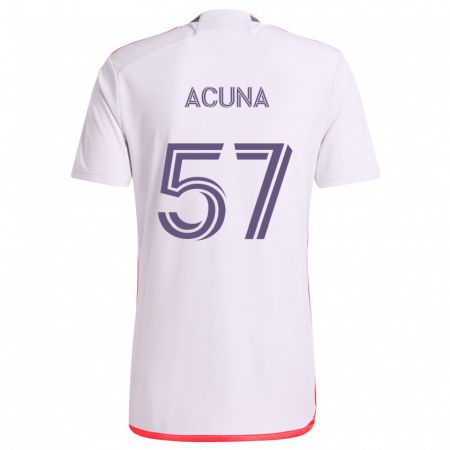 Kandiny Uomo Maglia Cristofer Acuña #57 Bianco Rosso Viola Kit Gara Away 2024/25 Maglietta