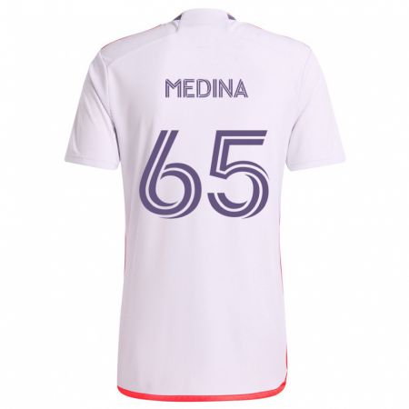 Kandiny Uomo Maglia Cristian Medina #65 Bianco Rosso Viola Kit Gara Away 2024/25 Maglietta